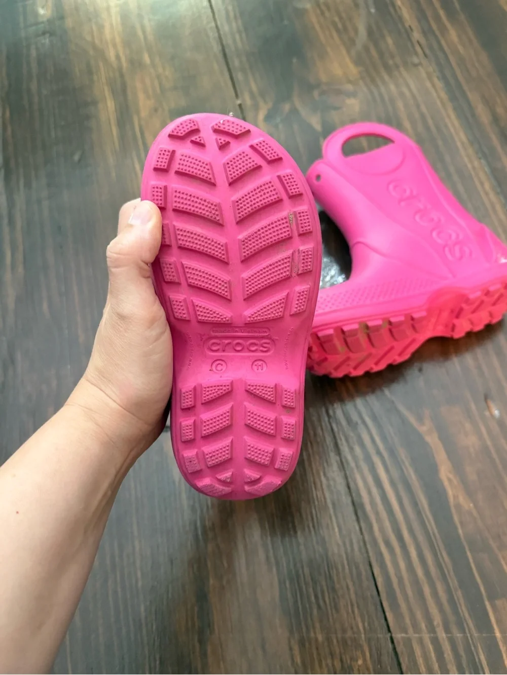 Crocs Handle It Rain Boot Kids Pink Waterproof Pull On Boots C11 12803